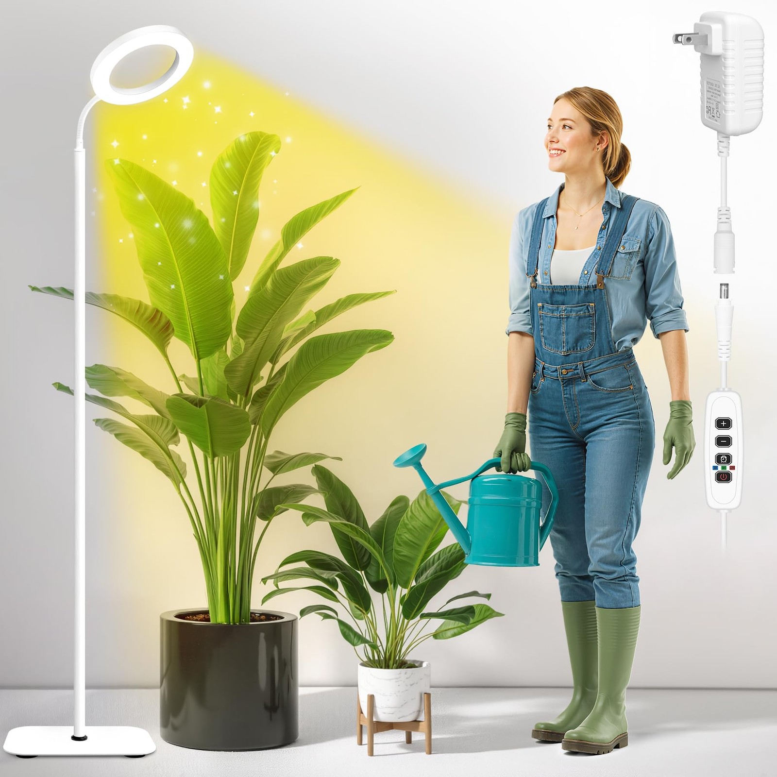 Indoor Plant Grow Light Floor Lamp, Full Spectrum, 10 Dimming Settings, Timer