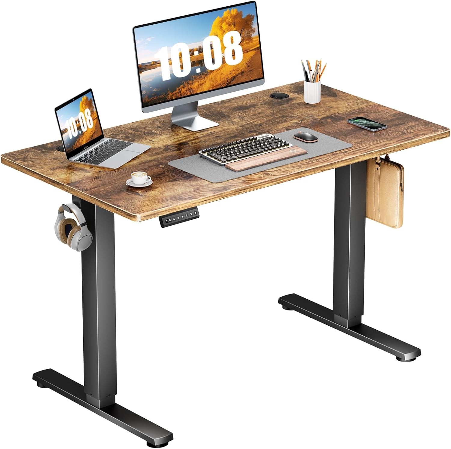 Sweetcrispy Electric Standing Desk Adjustable Height, 55x24 Inch Sit Stand Up Ho