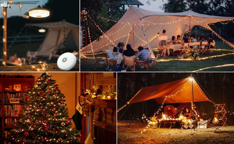Camping String Lights, 4 in 1 Portable Camping Light Rechargeable, 8 Lighting