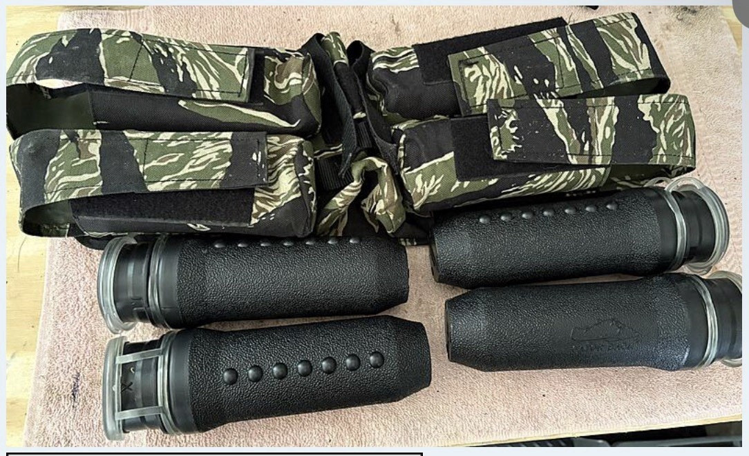 Vintage Camo Paintball Pod Harness with Pods & Gloves