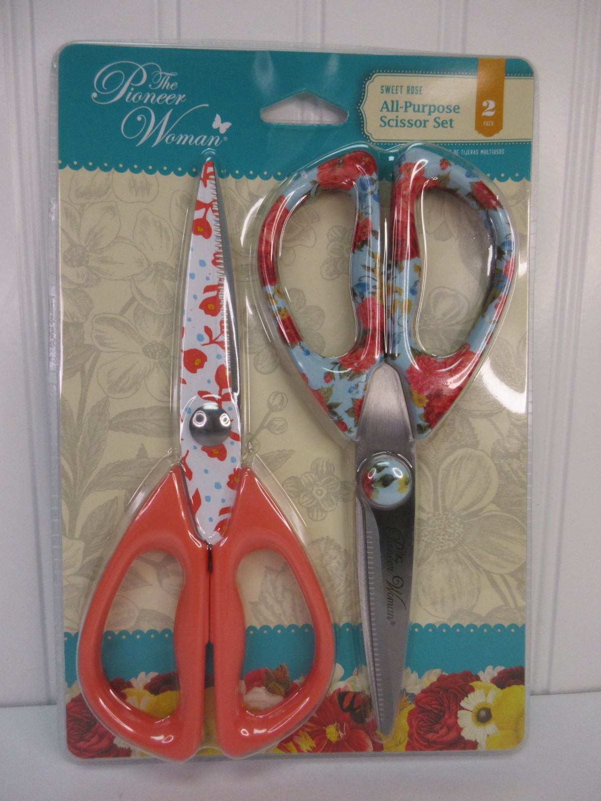 Pioneer Woman Sweet Rose Scissors All Purpose Shears Set Stainless Steel Floral