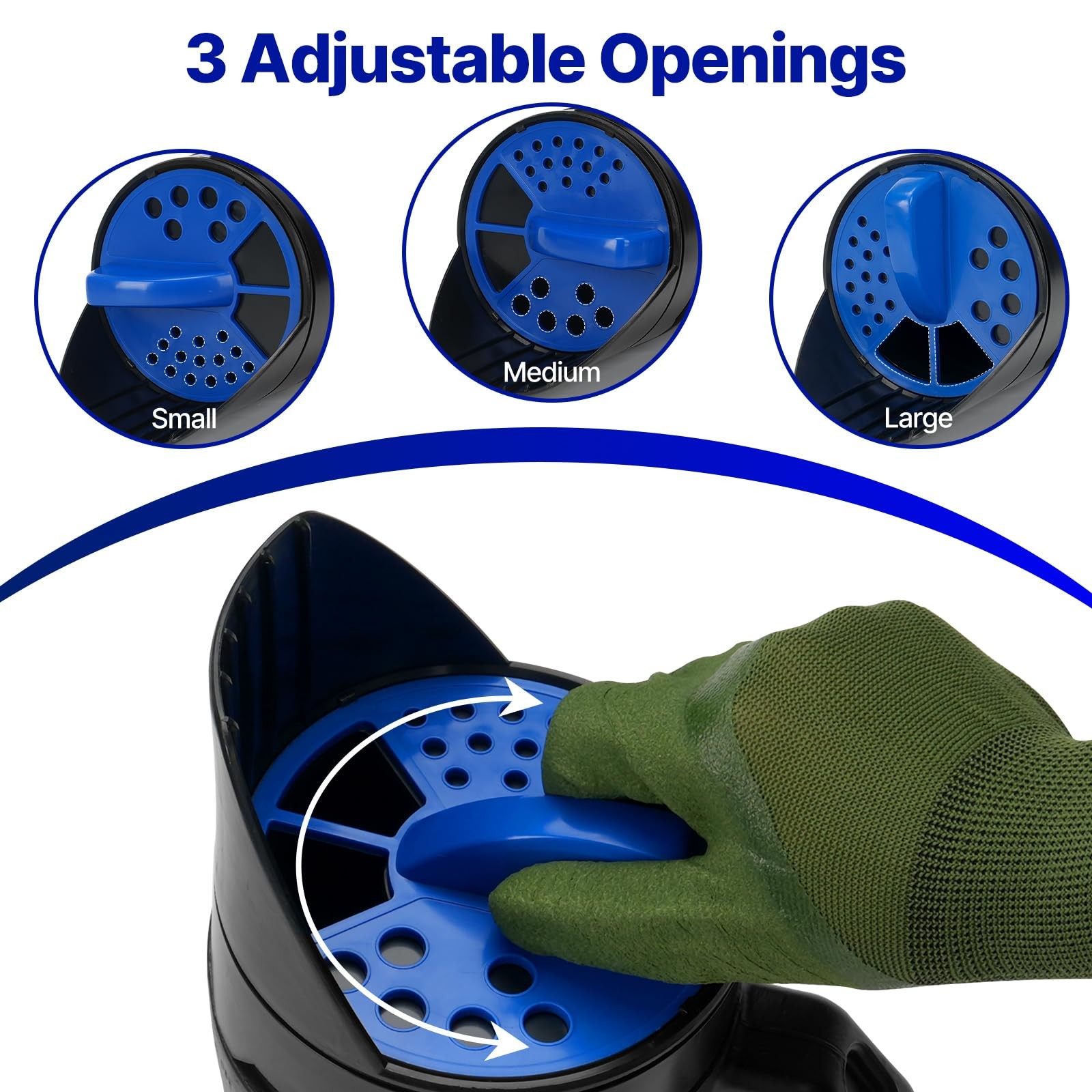 3-Adjustable-Setting Handheld Spreader, Multi-Use Lawn Spreaders for Fertiliz...