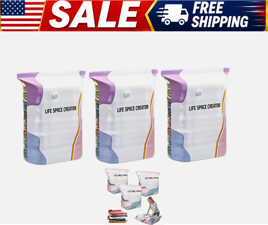 No-Pump Vacuum Storage Bags Large Cube Space Saver Compression Bags