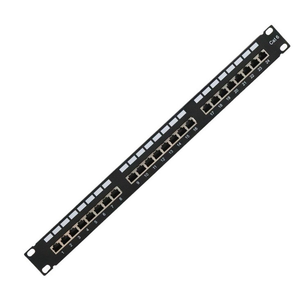 Cat6 Shielded 24 Port Patch Panel with Nickel Plated Copper Shielding Layer