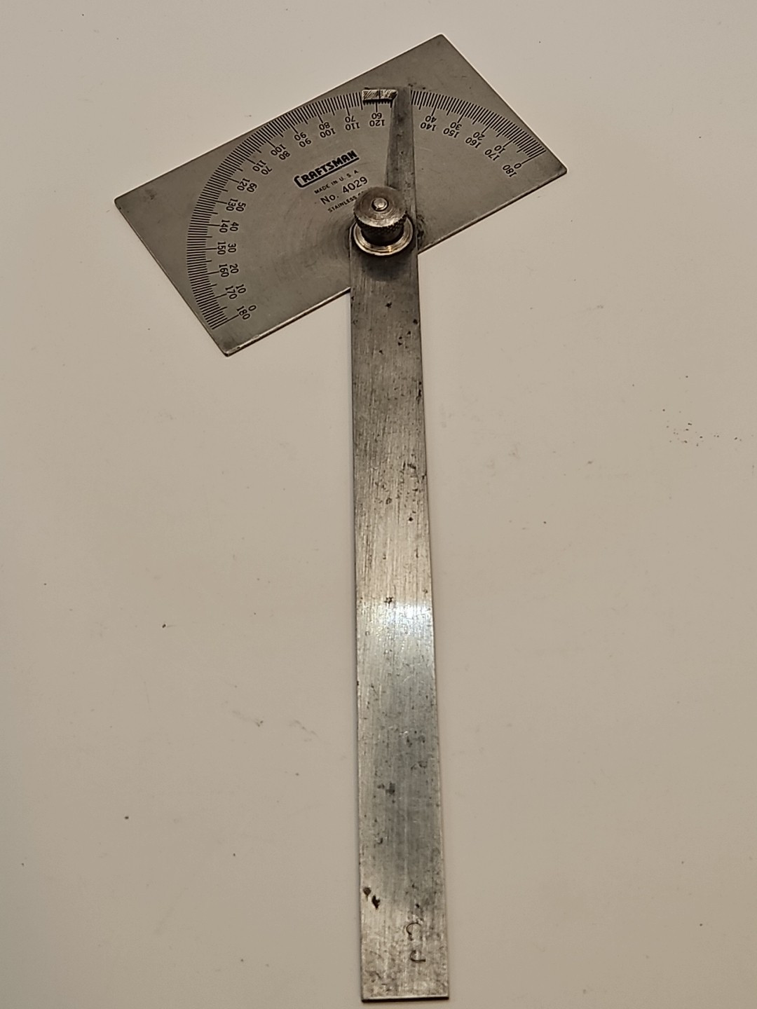 Vintage Craftsman Protractor No. 4029 Machinist USA Stainless Rectangular Steel