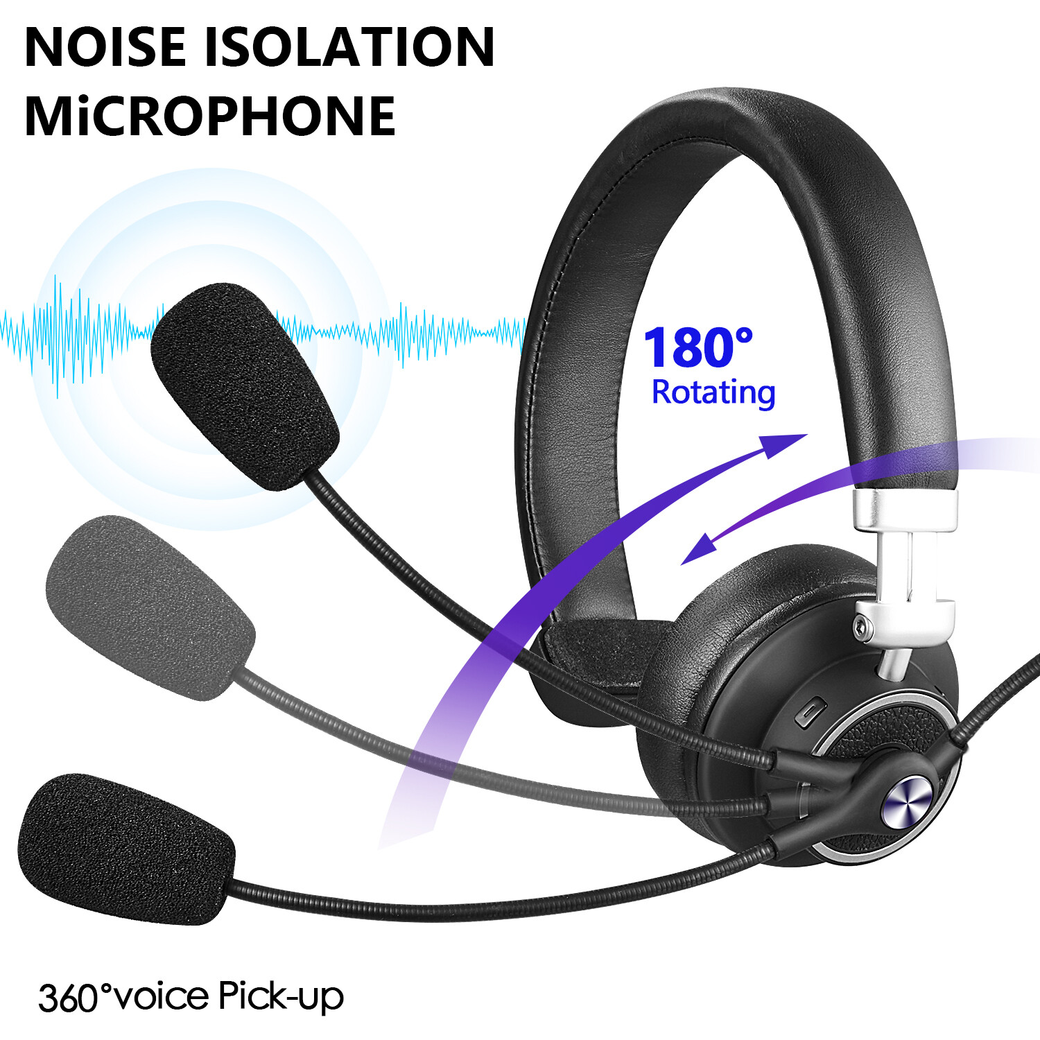 Truker Driver Bluetooth Headset Noise Canceling Headphone with Microphone