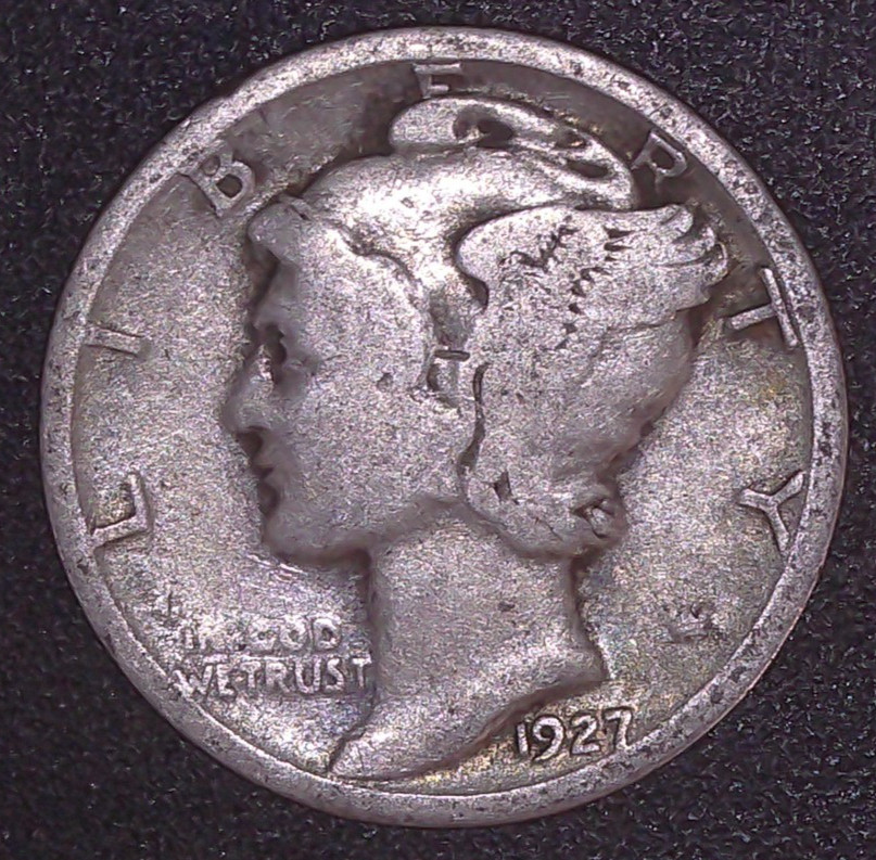 1927-P Mercury Winged Liberty .10c Dime 90% SILVER Philadelphia Mint