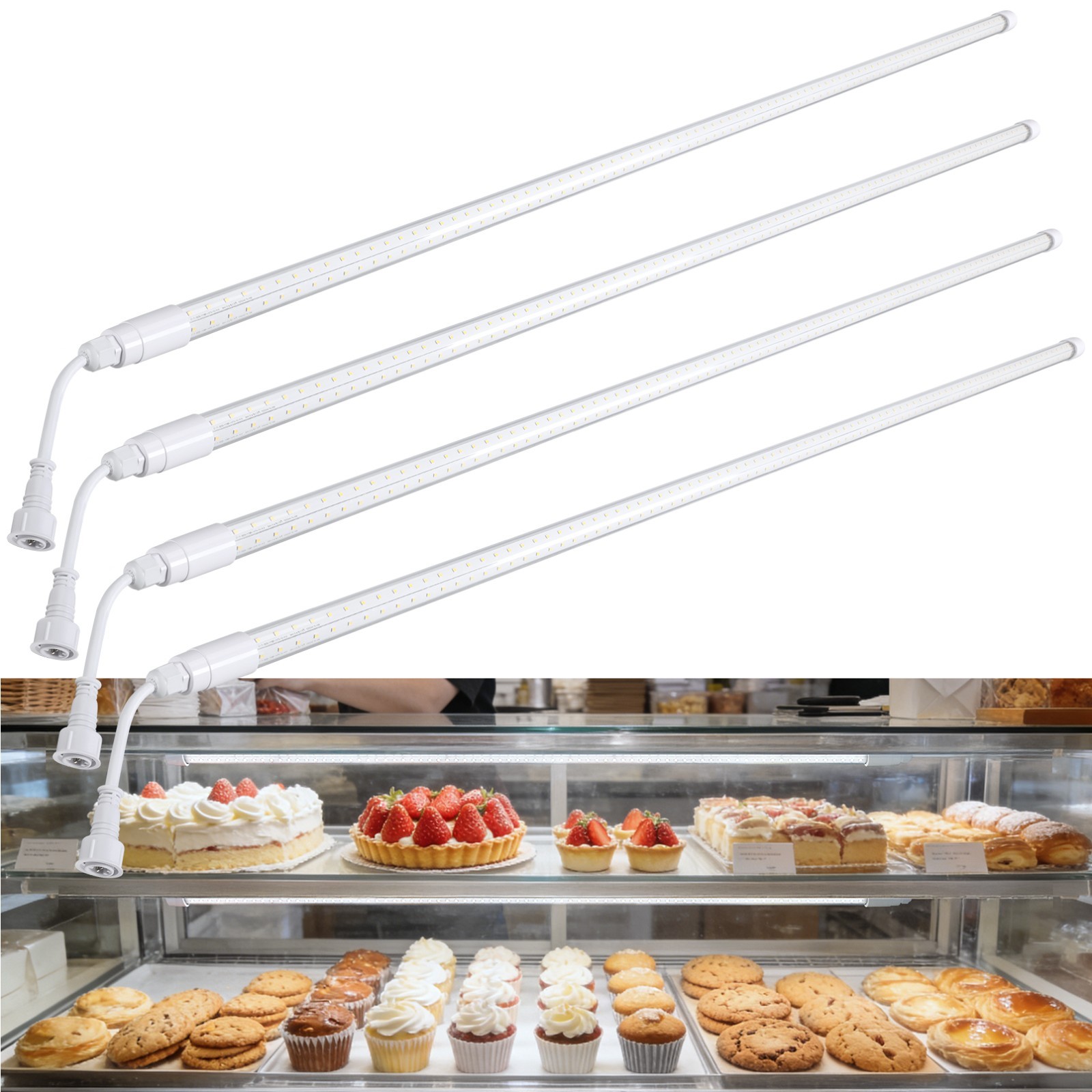 4 Pack 5FT 23W LED Freezer Tube Lights, Commercial Refrigerator Cooler Light