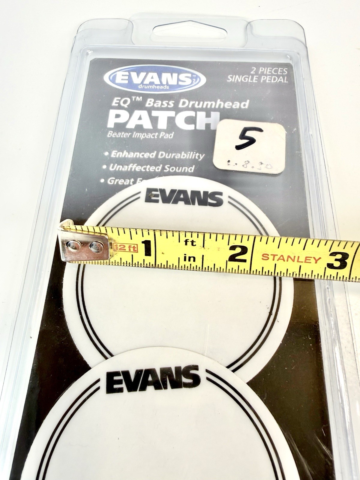Evans EQ Bass Drumhead Patch Clear Plastic