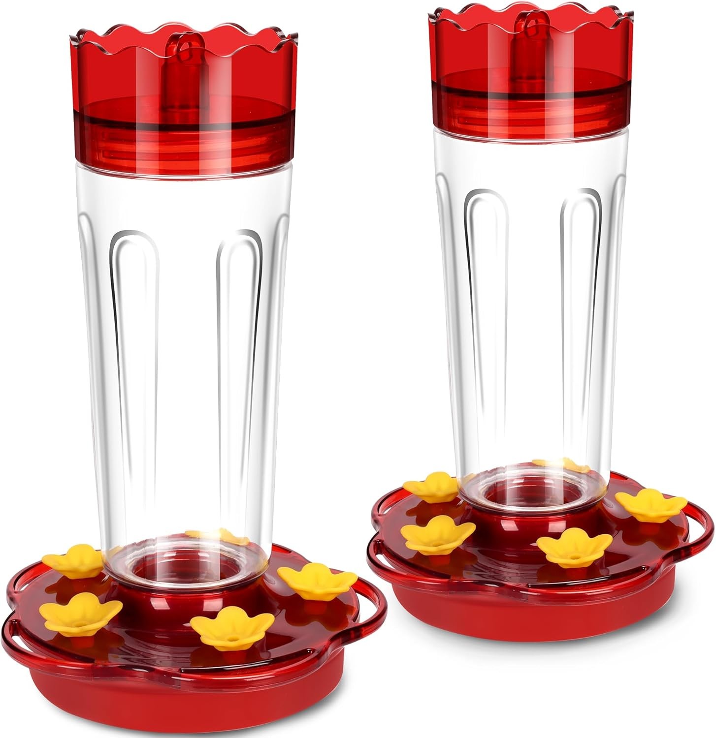 Plastic Hummingbird Feeders for Outdoors Hanging Ant and Bee Proof, 2 Clear