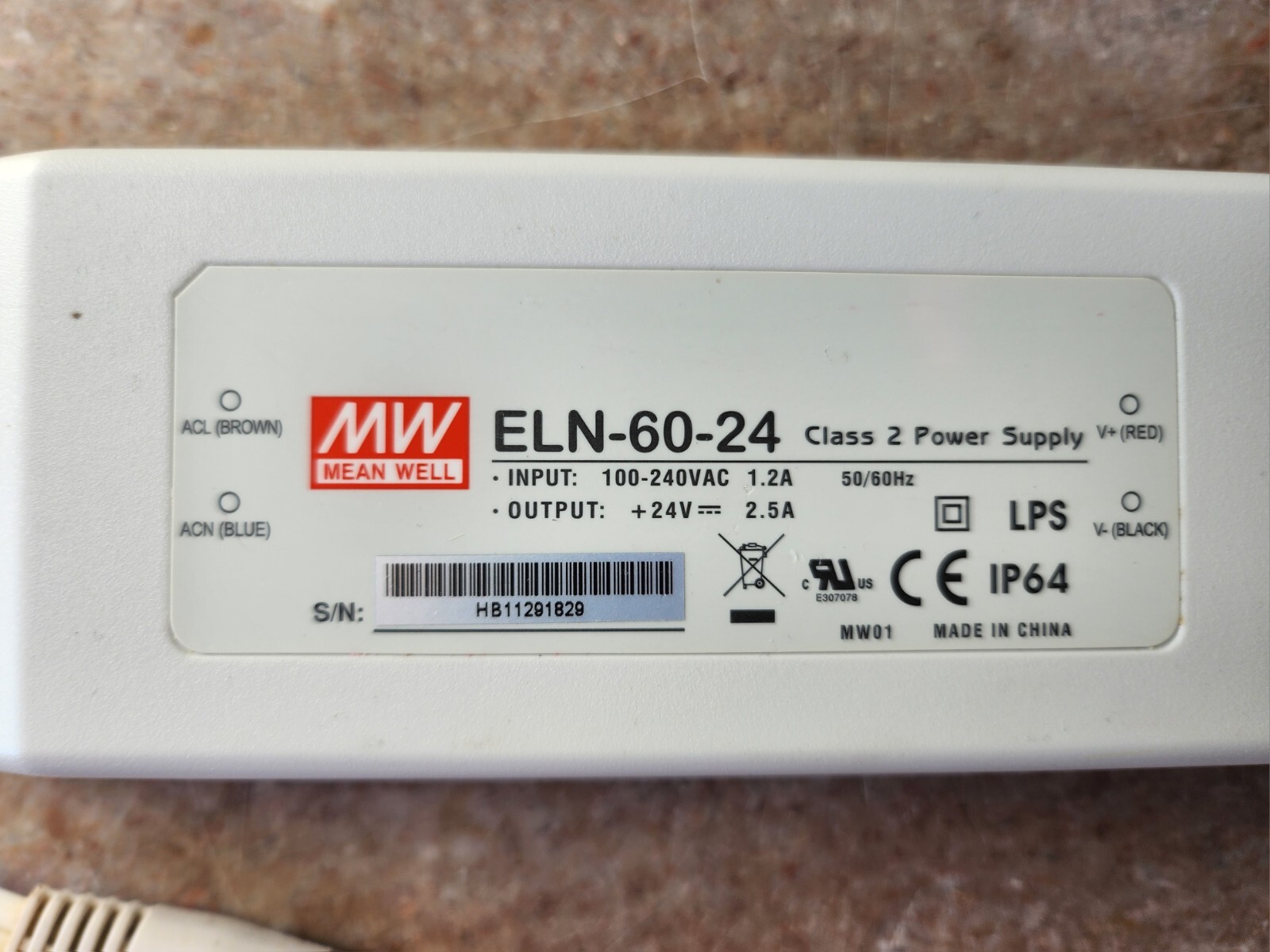 LPV-60-24 Mean Well Class 2 Power Supply