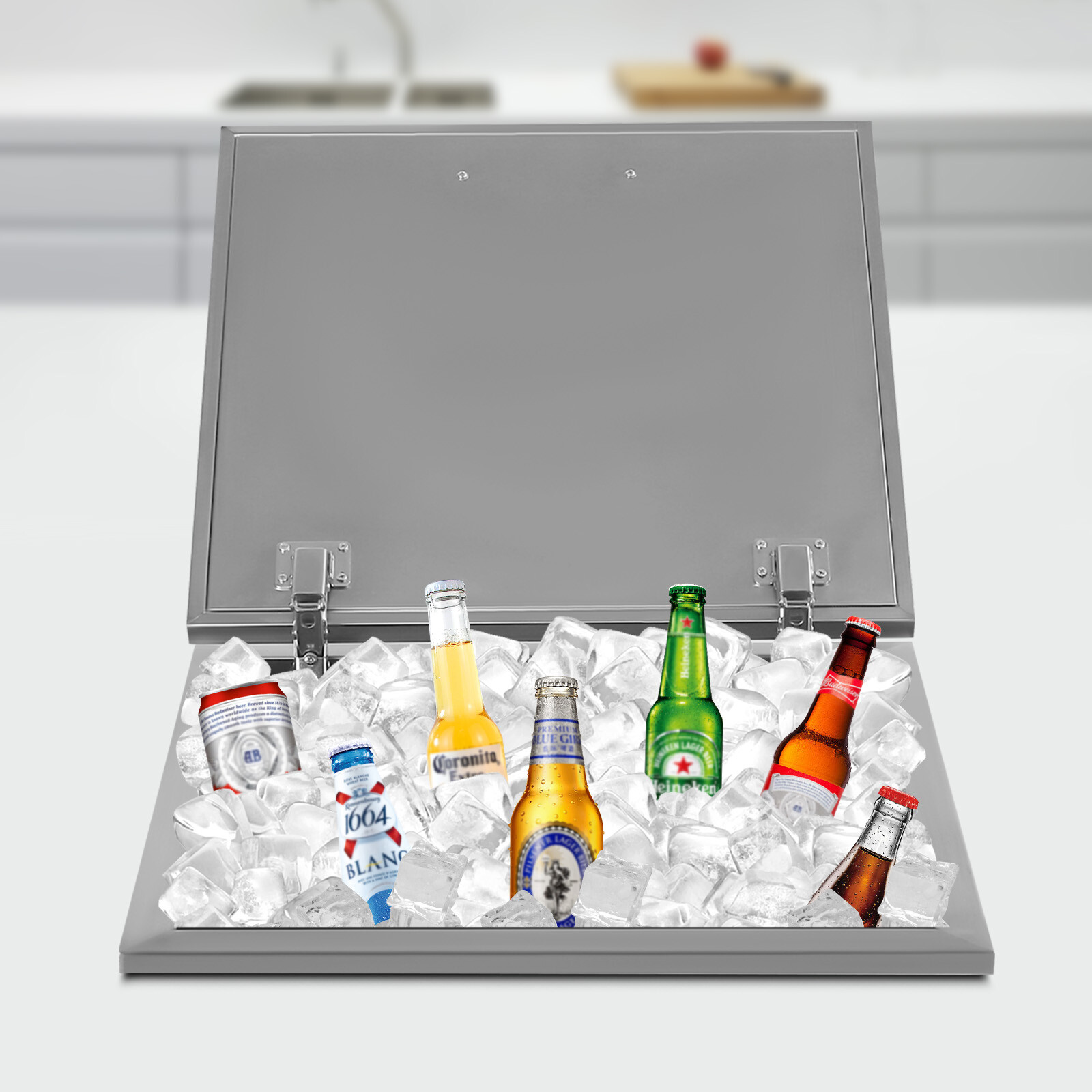 20"L x 20"W x 13"H BBQ Island Drop In Ice Chest Stainless Steel Wine Cooler Bin