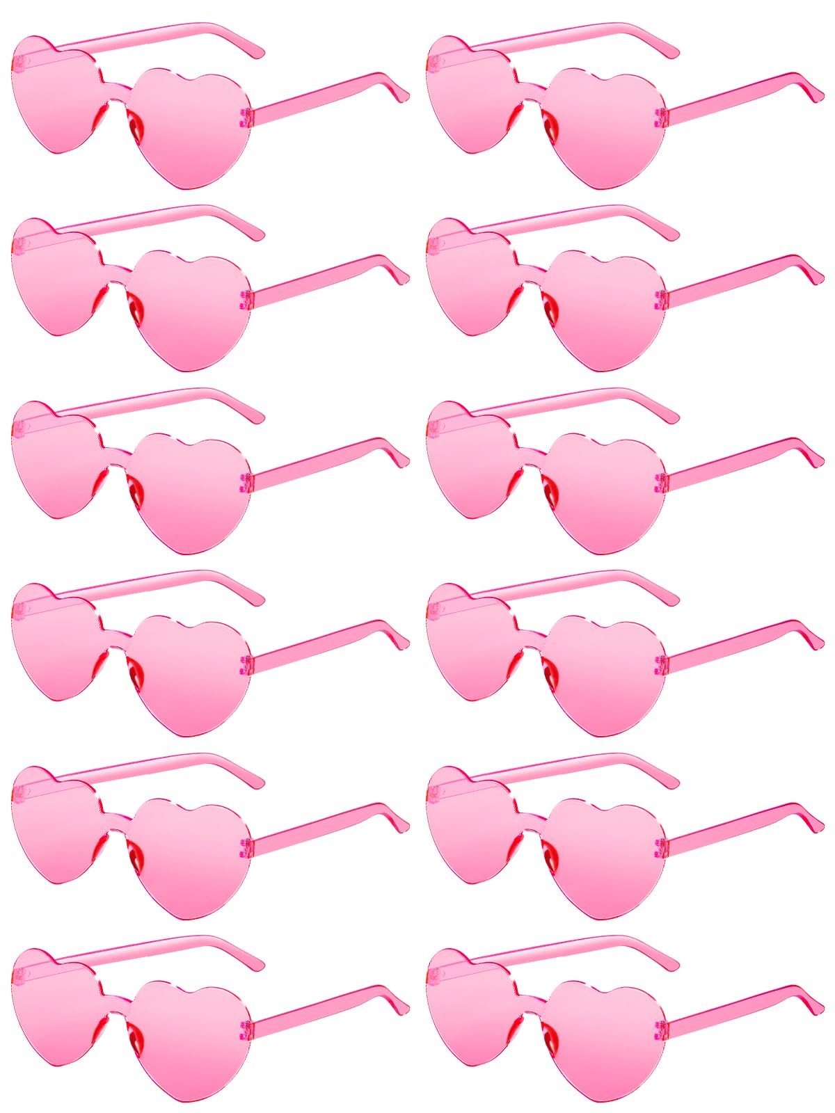 AGGKKY 12 Pairs Heart Shaped Sunglasses for Women Colorful One Size, Pink