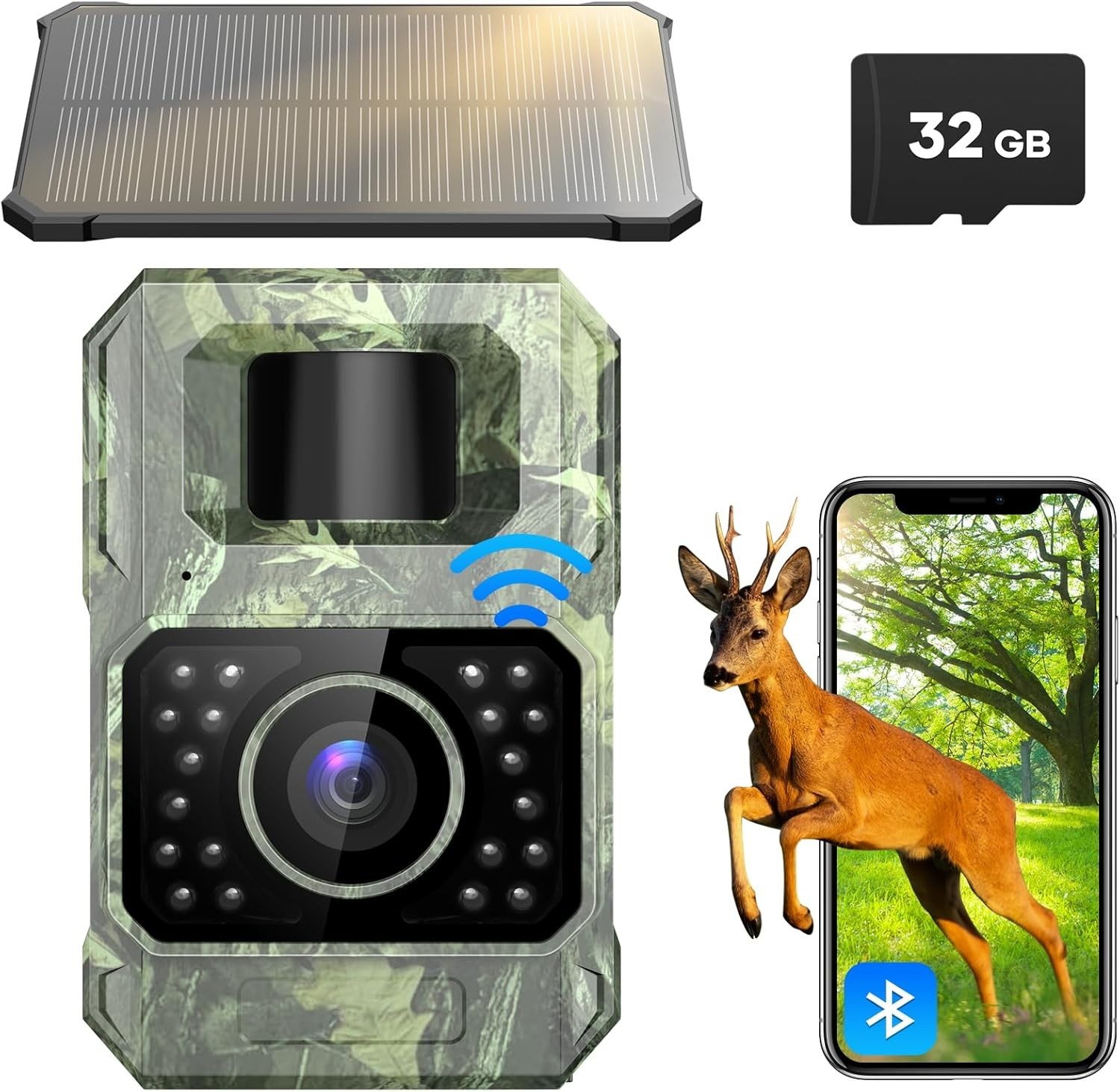 48MP Solar Trail Camera with WiFi and Night Vision - Waterproof Performance