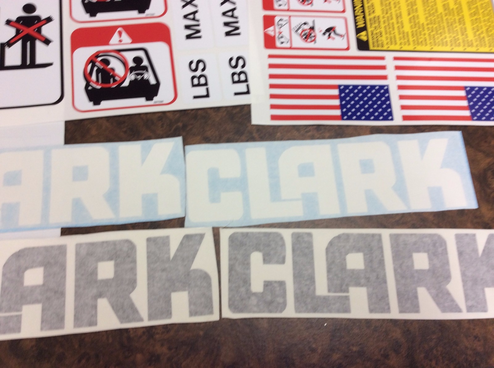 Clark forklift decal kit with safety decals.
