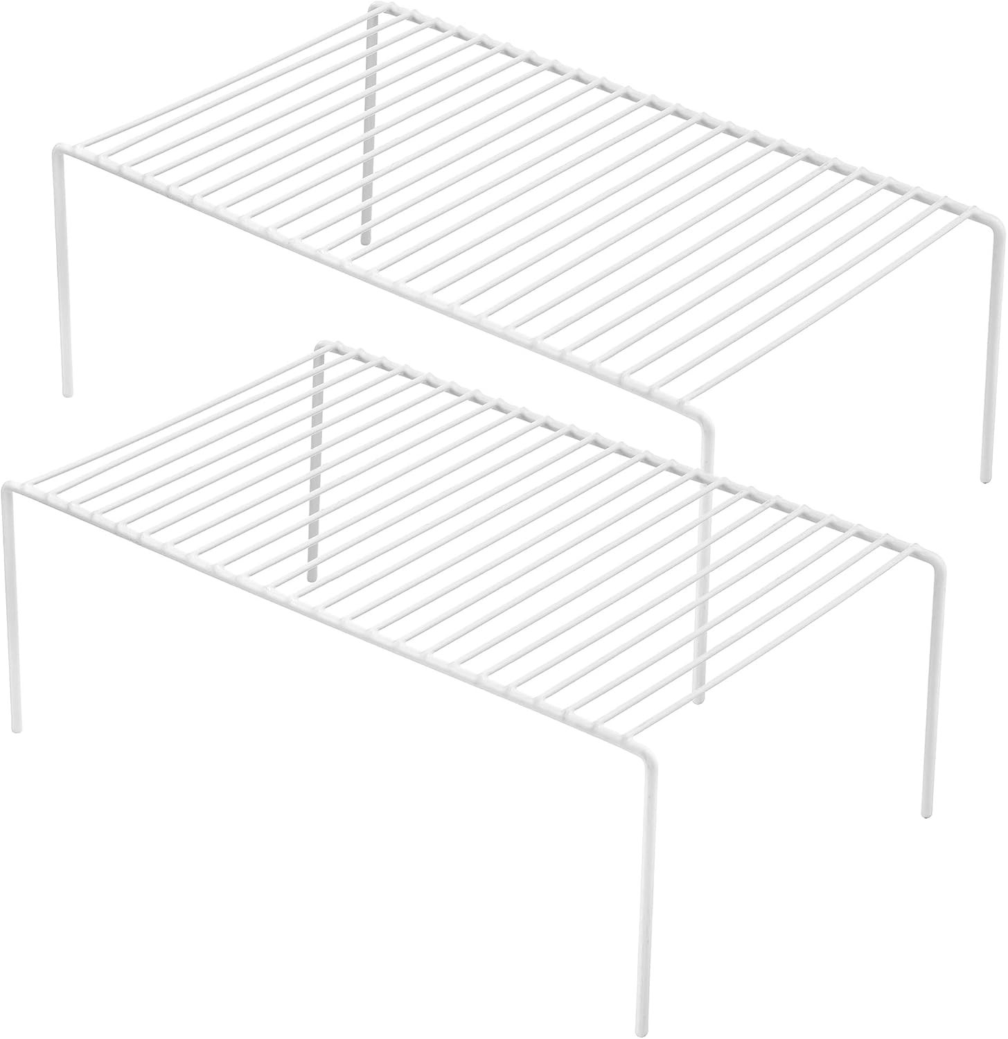 Kitchen Cabinet Shelf Organizer Set of 2, Large (15.7 X 9.4 Inch) Metal Wire Pan