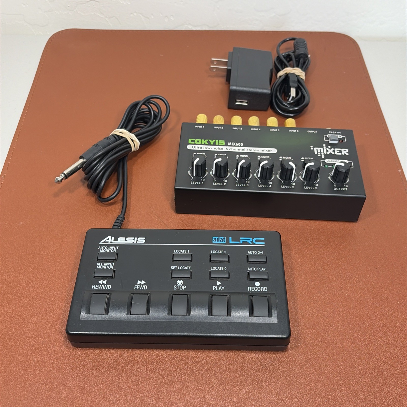 Mini Audio Mixer, 6-Channel Stereo Line Mixer & Alesis LRC Audio Recorder Wire