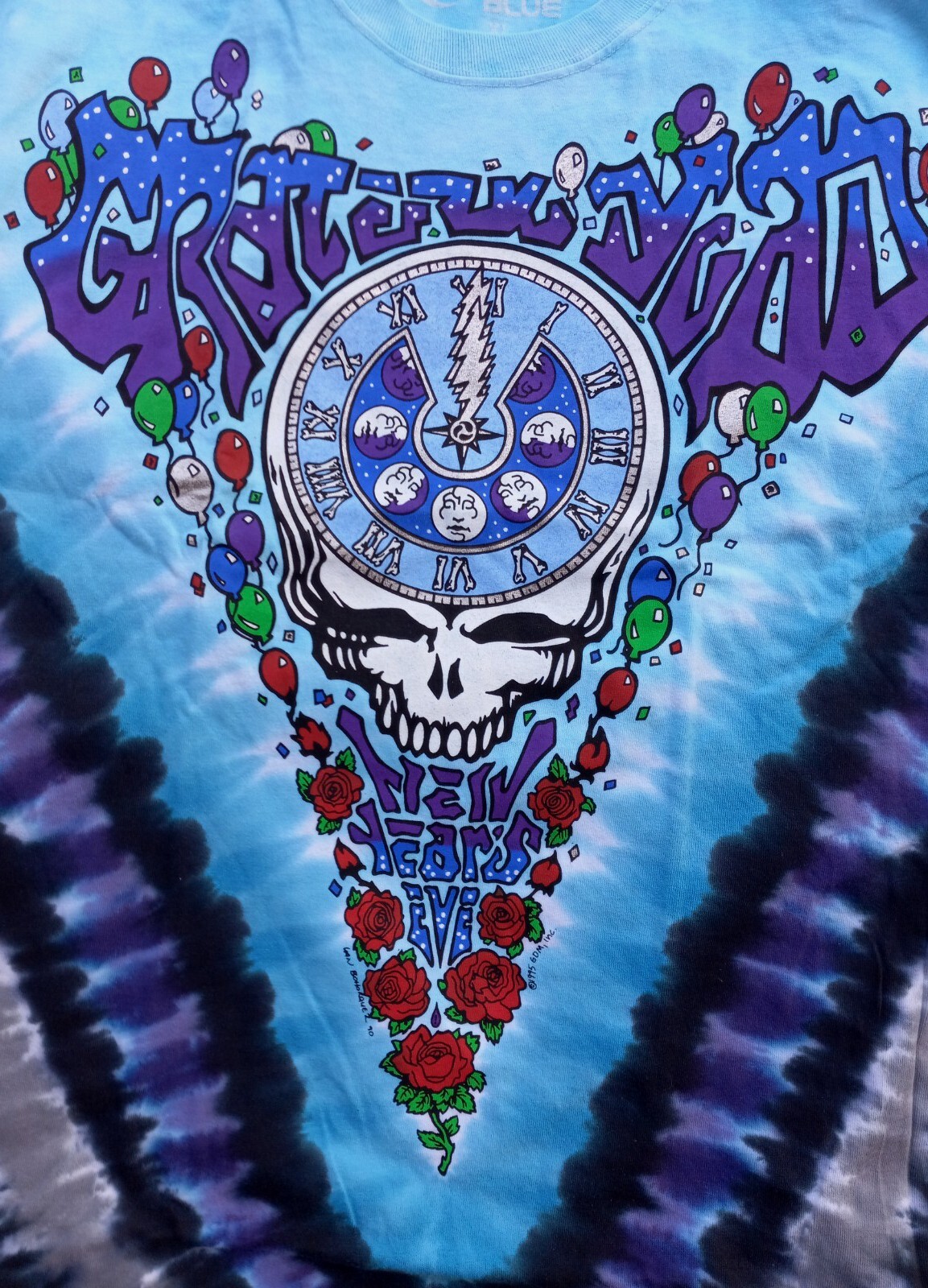 GratefulDead Midnight Hour   Liquid Blue XL Tee Long Sleeve Dye New Years Eve