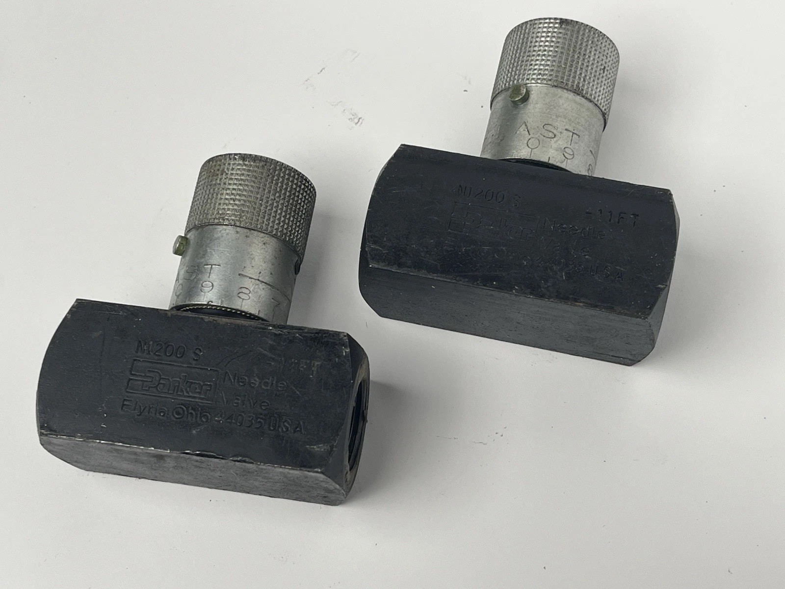 Lot of 2 Parker N1200S -11FT Colorflow Hydraulic Needle Valve Steel, 3/4" NPT