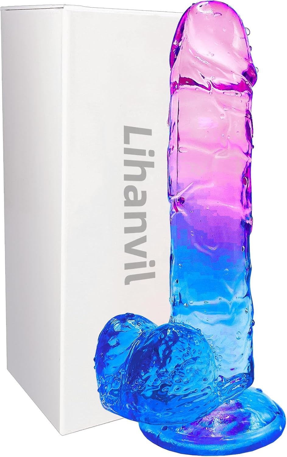 Realistic Dildo Clear Silicone Purple-Blue Dildos with Strong Suction Cup for Wo