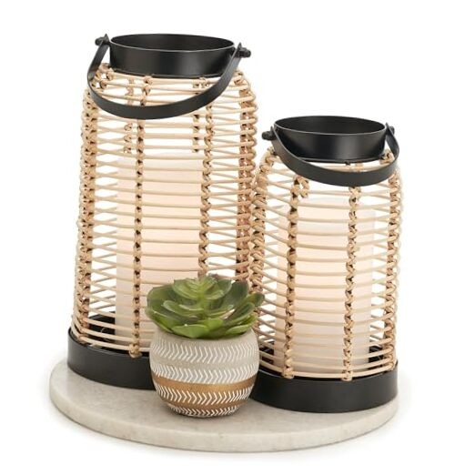 Natural Rattan Boho Lanterns - Handcrafted Decor to Enhance Your Home - Modern