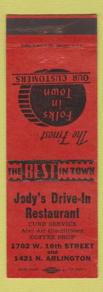 Matchbook Cover - Jody's Drive In Restaurant