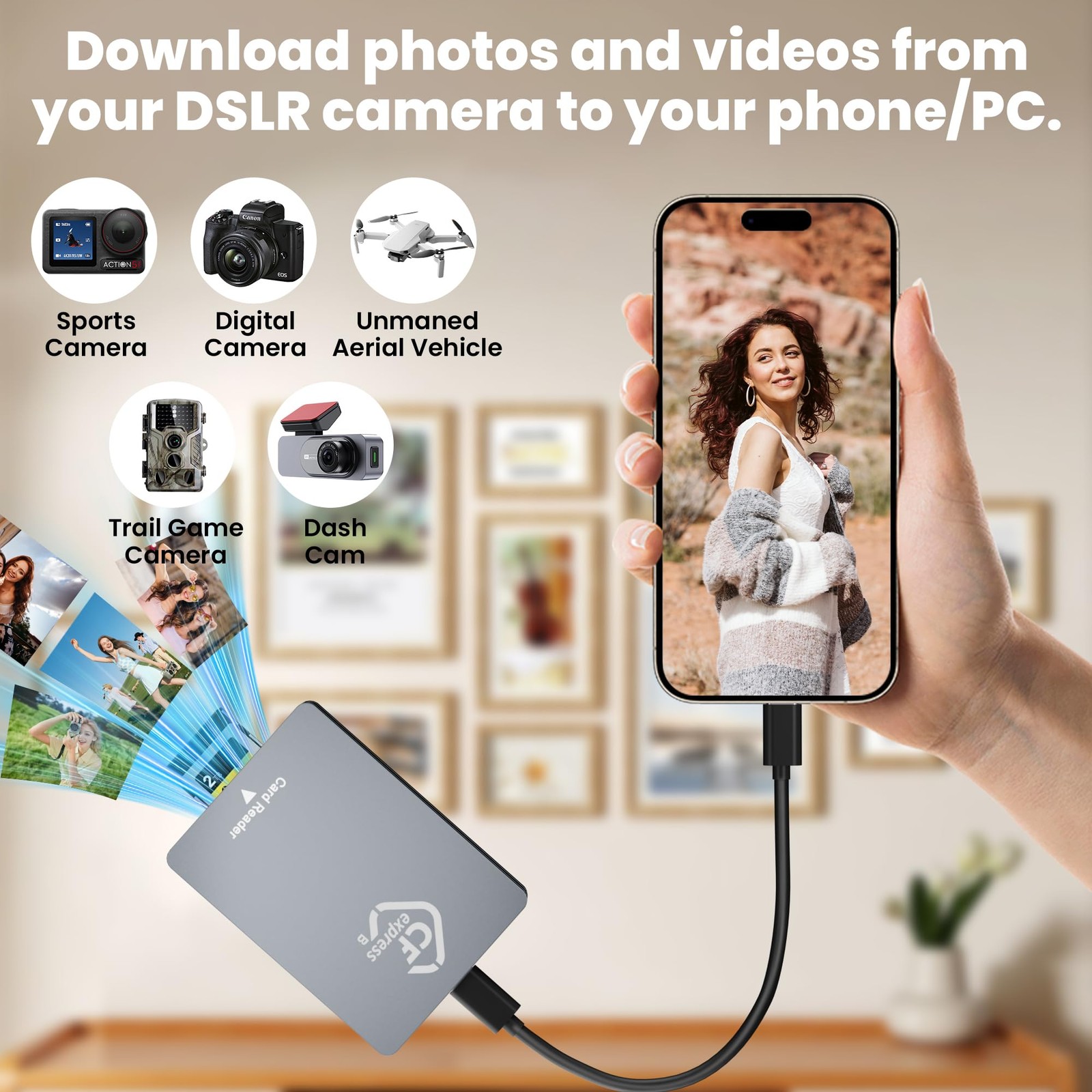 CFexpress B Card Reader - All-Aluminum 10Gbps USB 3.2 Gen 2, Professional CFe...