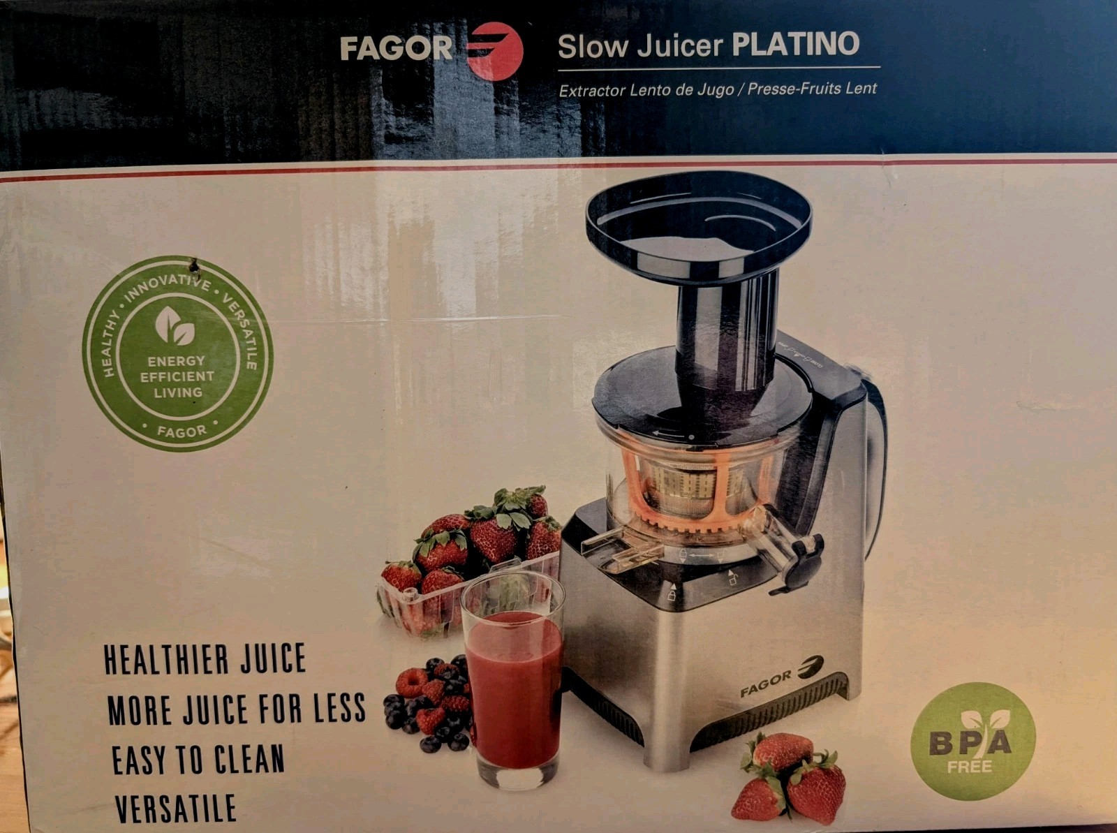 Slow Platino Juicer By Fagor Model 670041650 - Vegetable & Fruit Cold Press