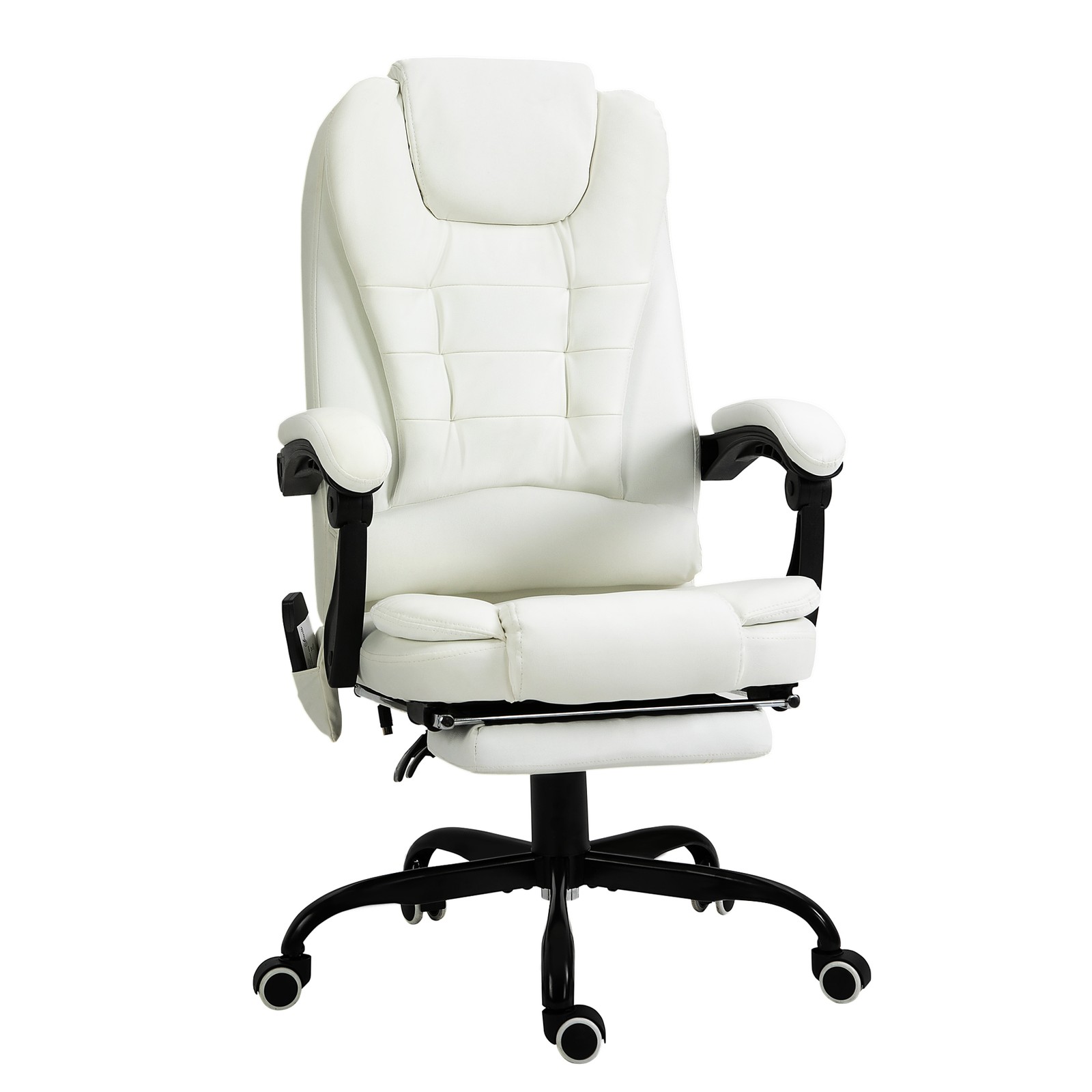 7-Point Vibrating Massage Office Chair with High Back White