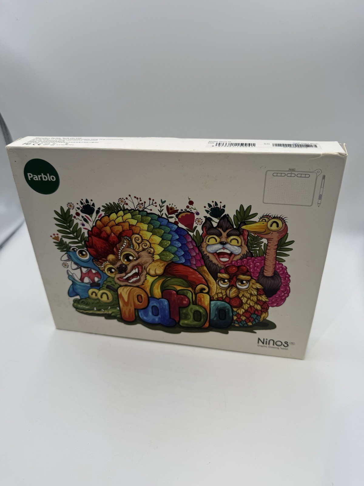 Parblo Ninos Creative Graphic Drawing Tablet 9"x5" Battery-Free Pen NEW Open Box