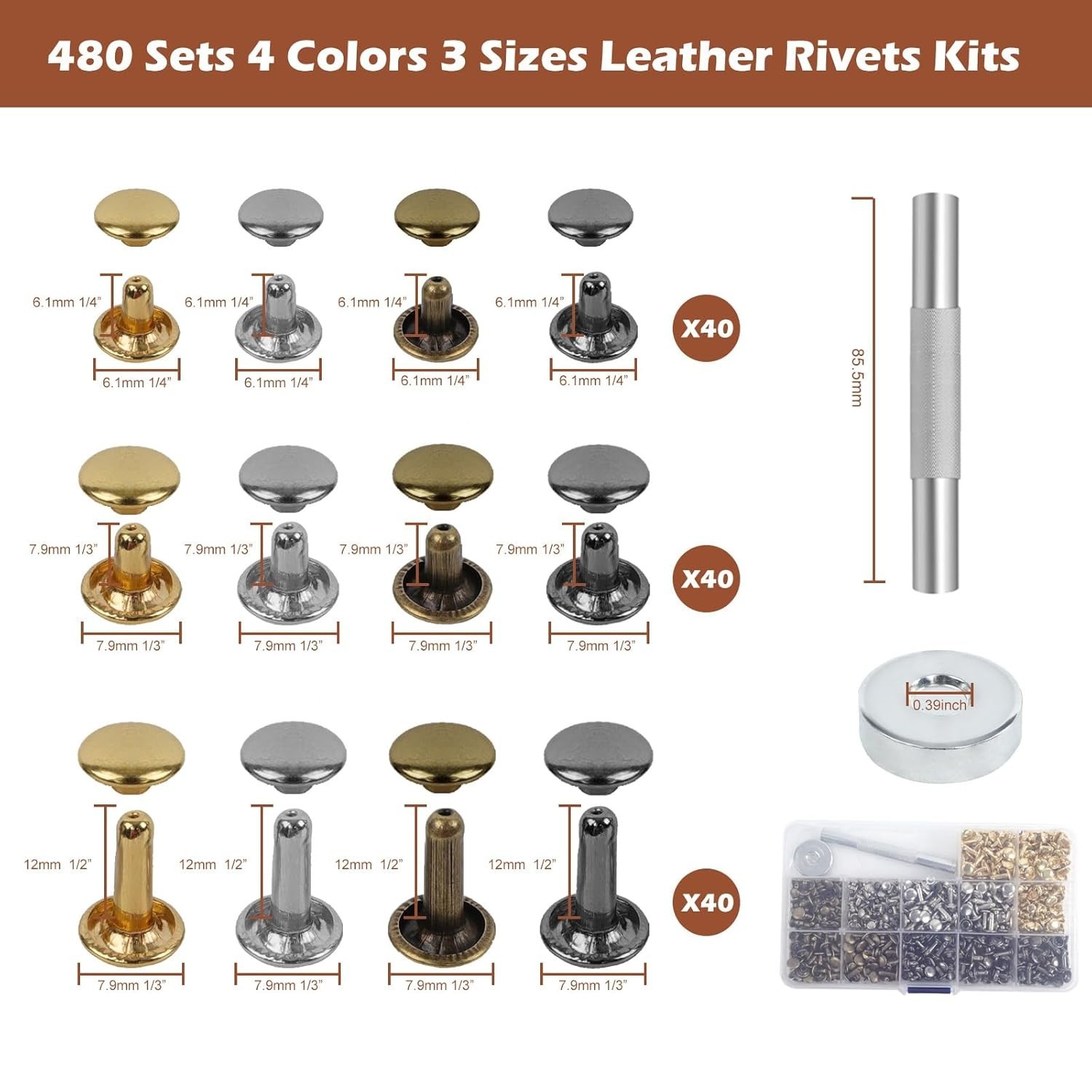 Leather Craft Press Machine Kit with 9 Punches, Rivets & Stitching Tools