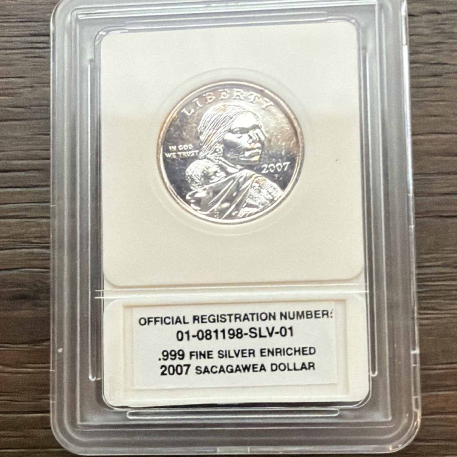 Five (5), 2007 Sacagawea .999 Silver Plated.