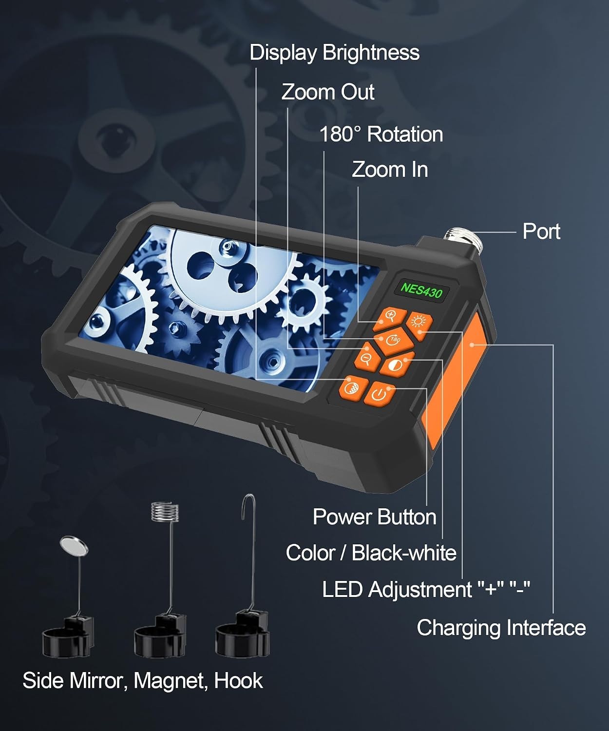 Industrial Endoscope Borescope Camera with Light, Borescope Inspection Camera...