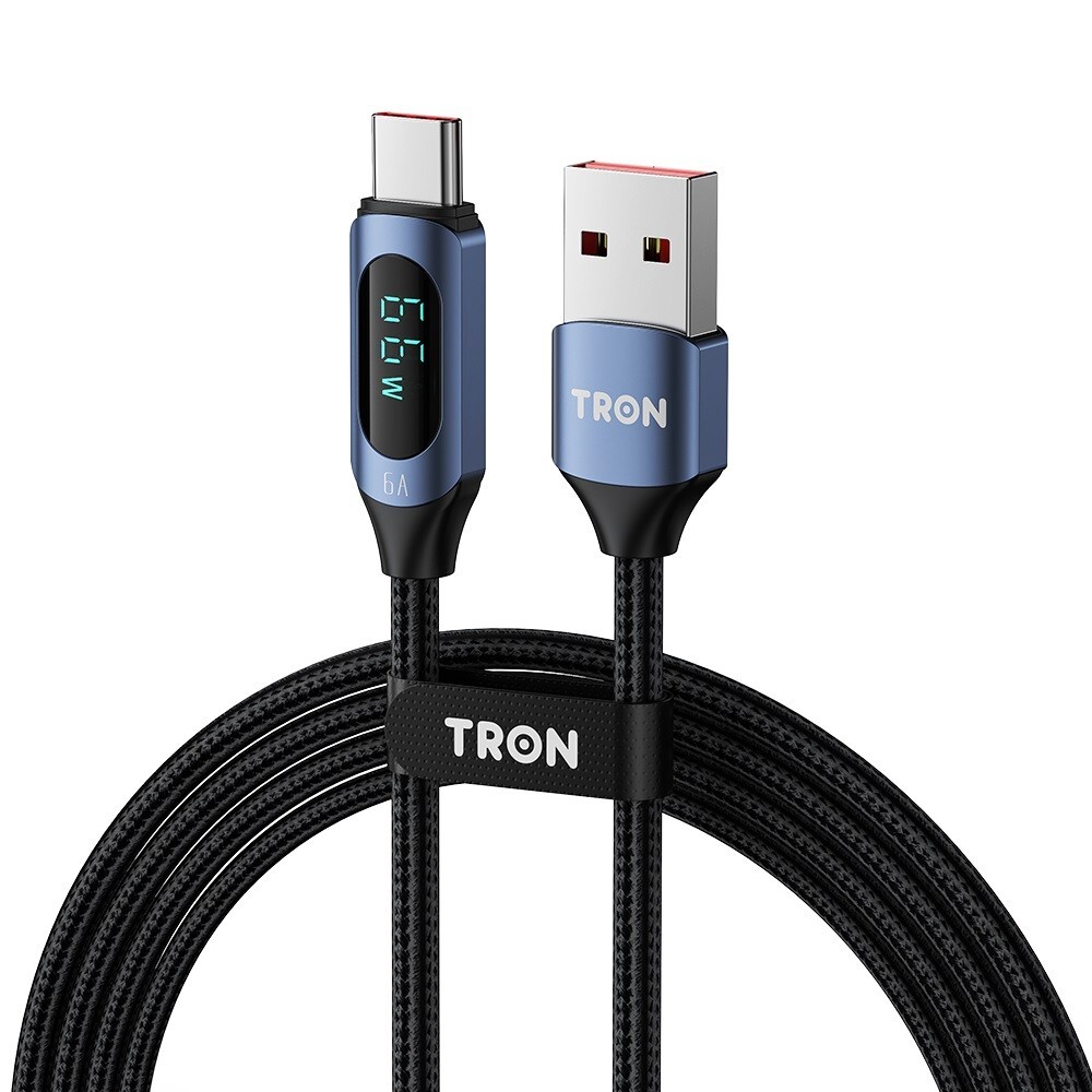TRON USB A-C Digital Display Braided Charging Cable 6A | 5FT