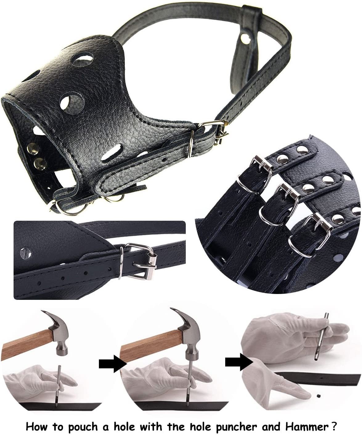 Leather Dog Muzzle for Large Breeds - Soft, Secure, Anti-Barking Design