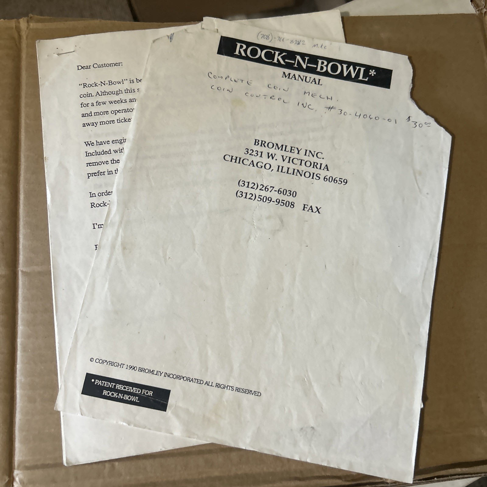 ROCK AND N BOWL    Bromley arcade game manual
