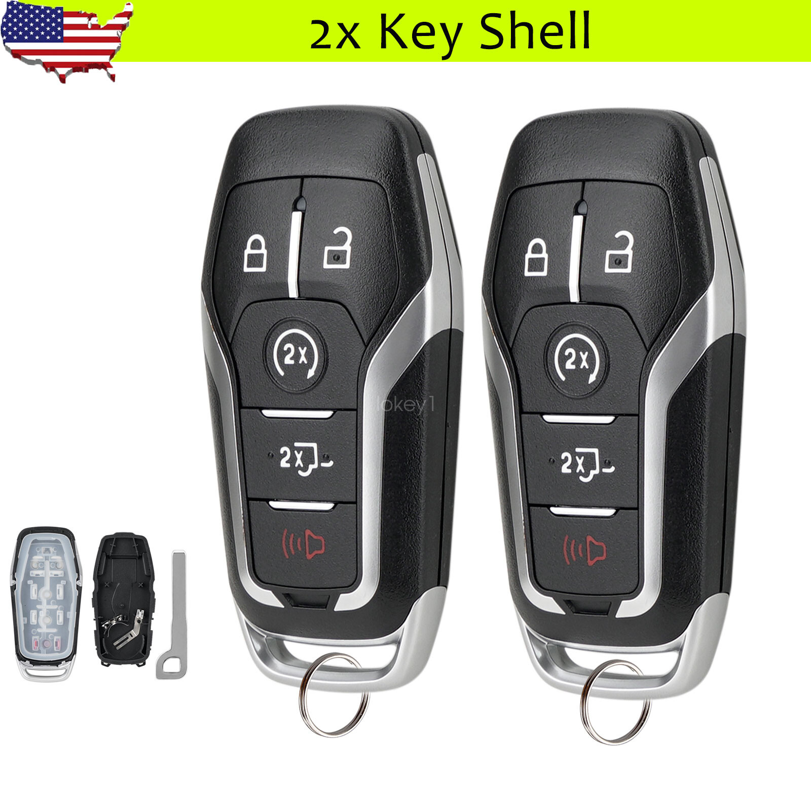 2 Replacement For 2015 2016 2017 Ford F-150 Smart Remote Key Fob Shell Case Pad