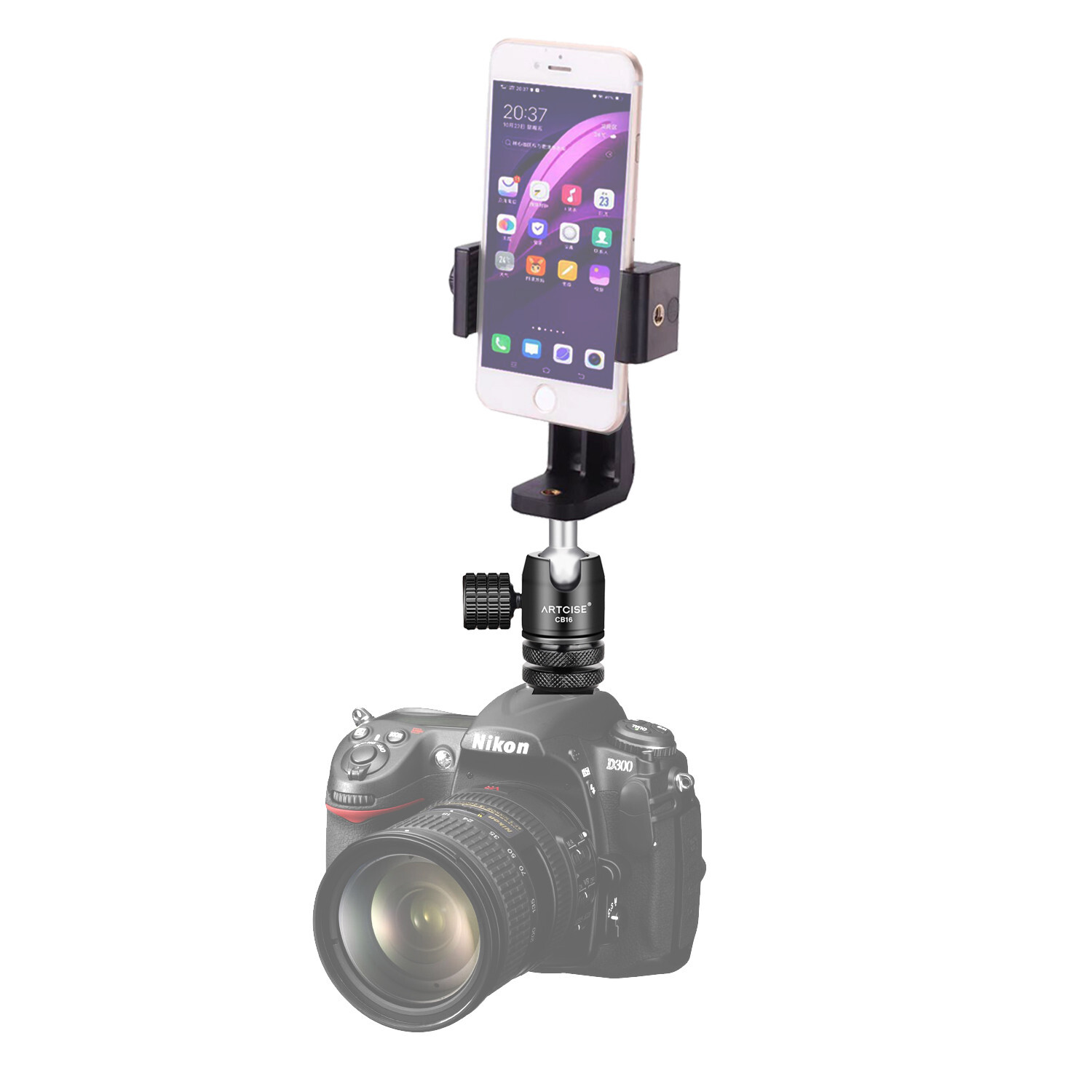 ARTCISE 360 Degree Rotatable Smartphone Holder Vertical Bracket with Ball Head