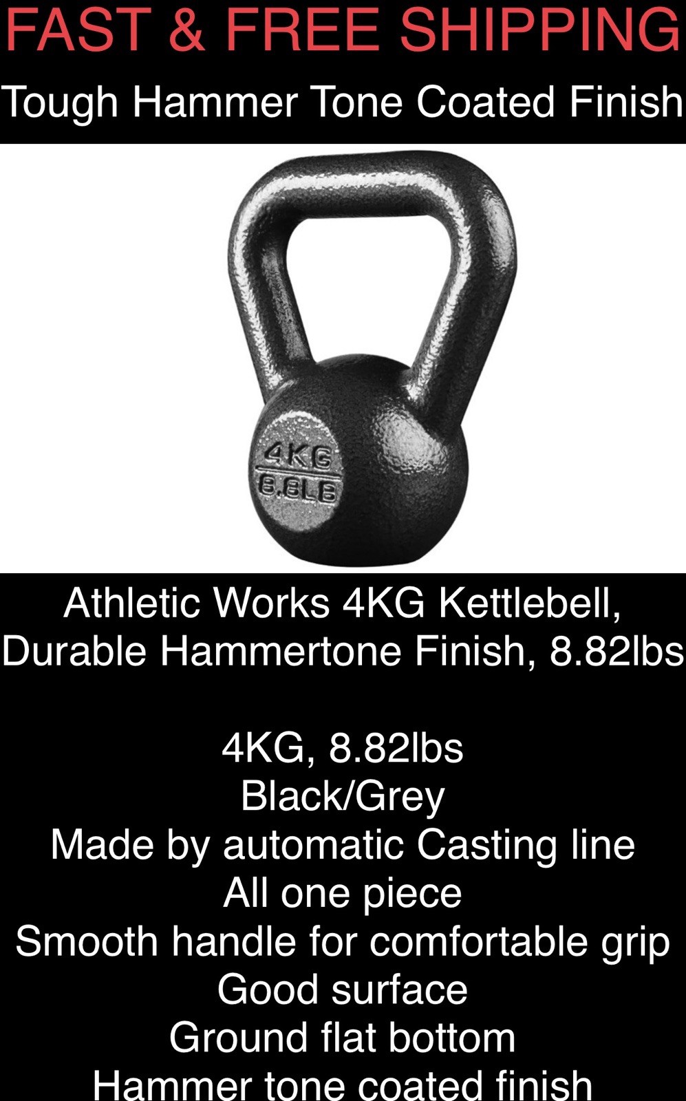 ☀️FREE SHIPPING ☀️Kettlebell 8.8 lbs/4 kg Kettle Bell Gym Lifting💥Solid Metal!