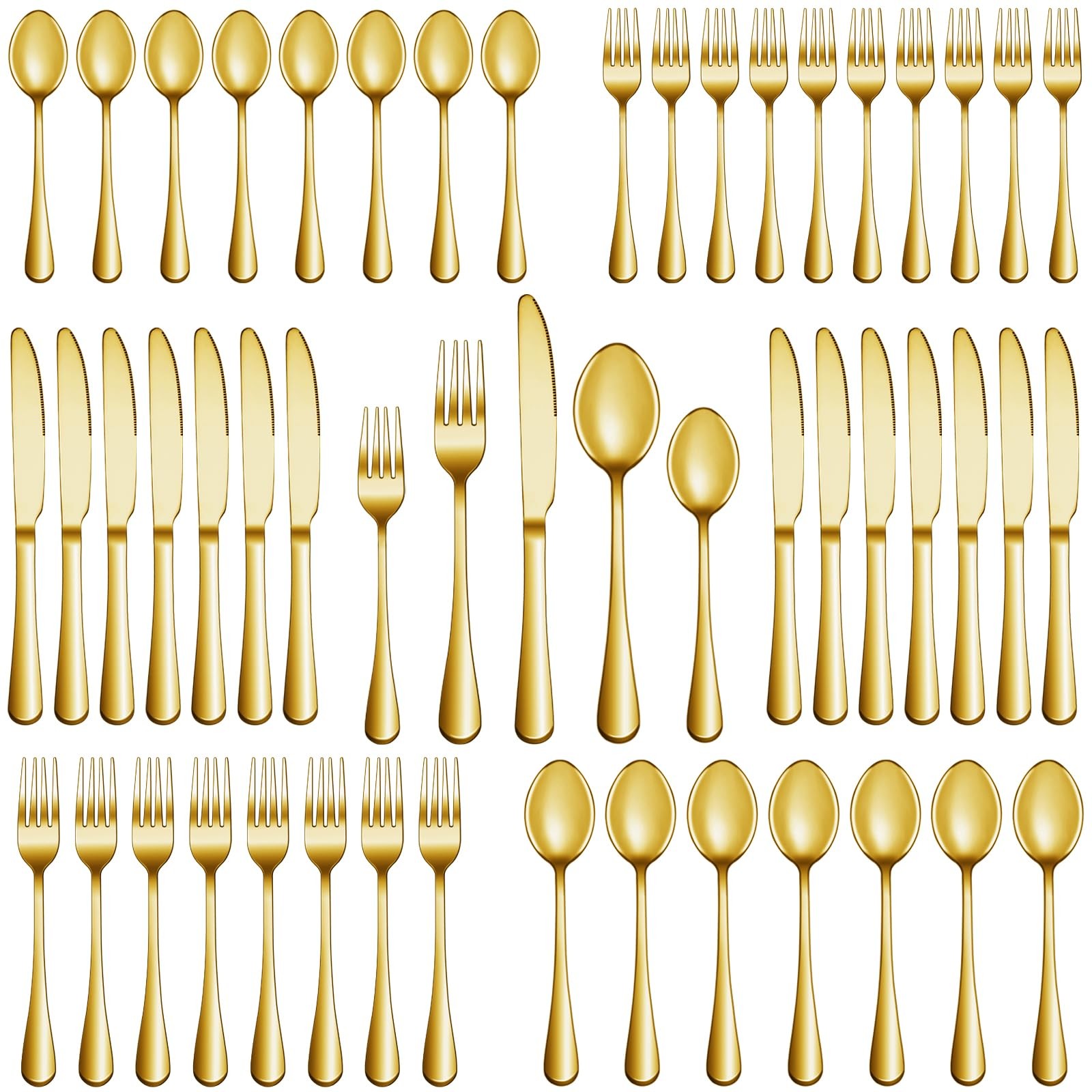 30 Pcs Gold Silverware Set Service for 6, Premium Stainless Steel Flatware Se...