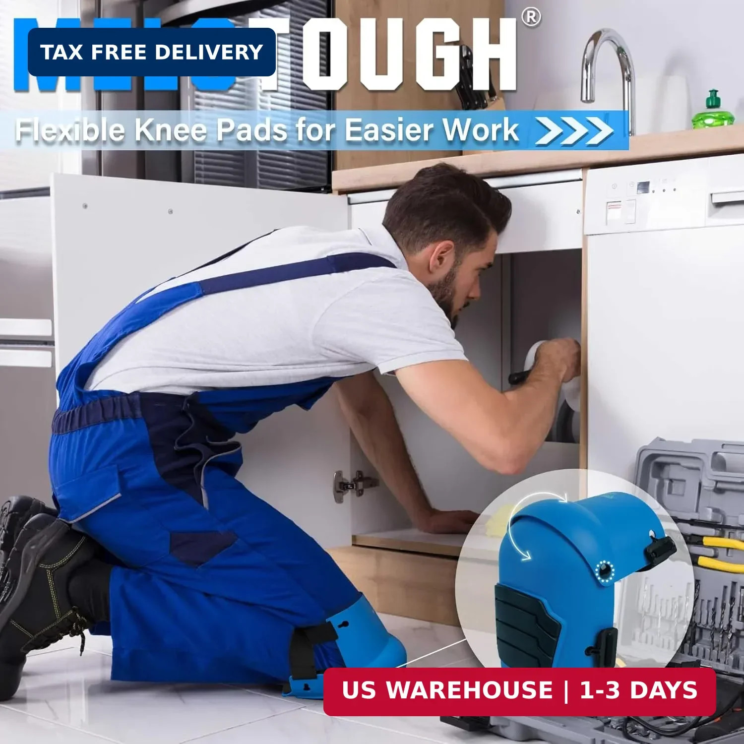 MELOTOUGH Knee Pads for Work,Construction,Flooring,Gardening-Comfortable and Fle
