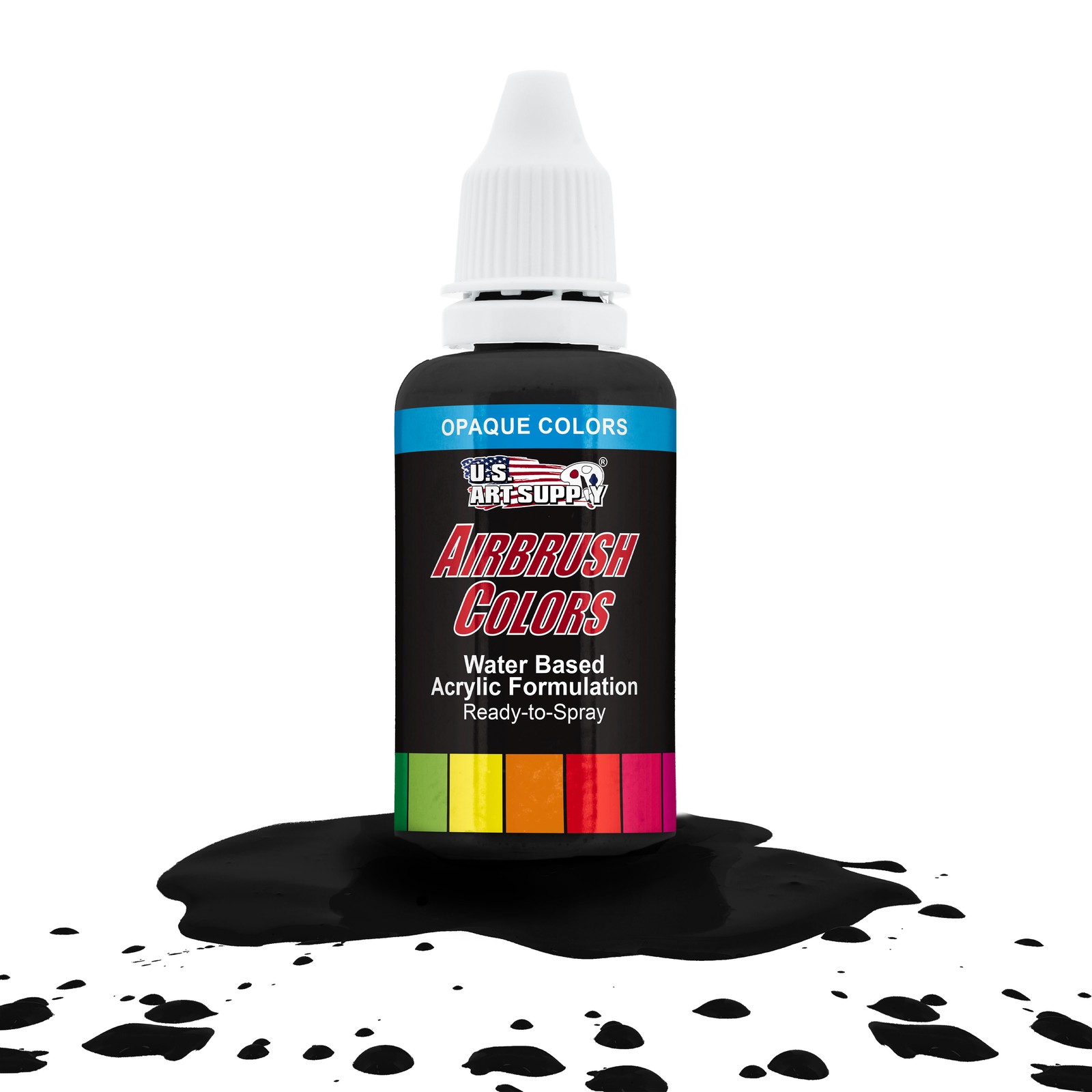 US Art Supply 1-Ounce Opaque Deep Black Airbrush Paint