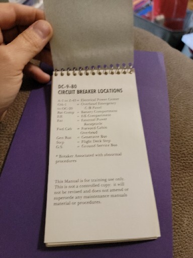 NORTHWEST AIRLINES POCKET TECHNICAL TRAINING DC-9-80 CIRCUIT BREAKER LOCATIONS