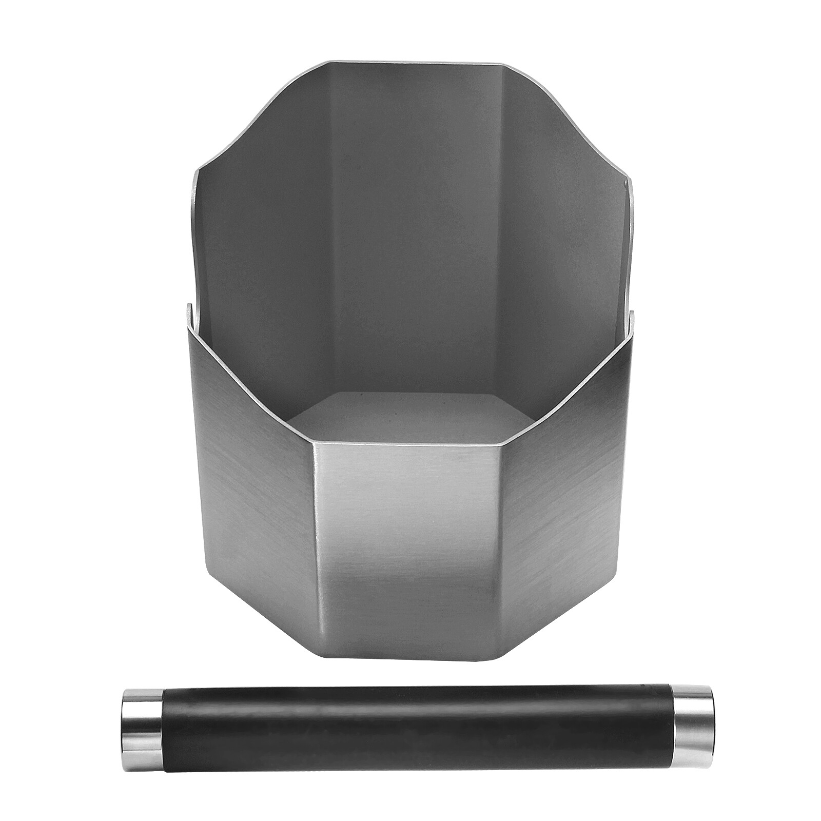 Espresso Knock Box, Coffee Grounds Knock Box with Removable Knocking Rod Silver