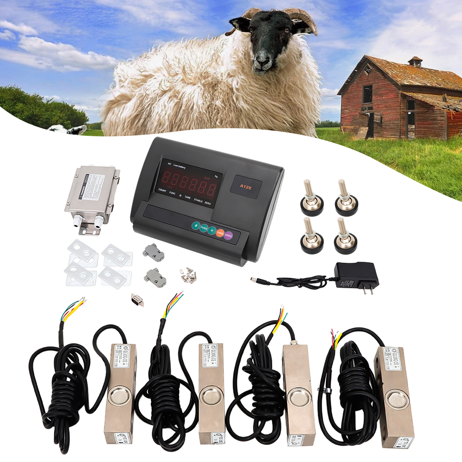 Floor scale kit, Build your own floor scale 5000 lb Kit with 4 2500KG Load cell