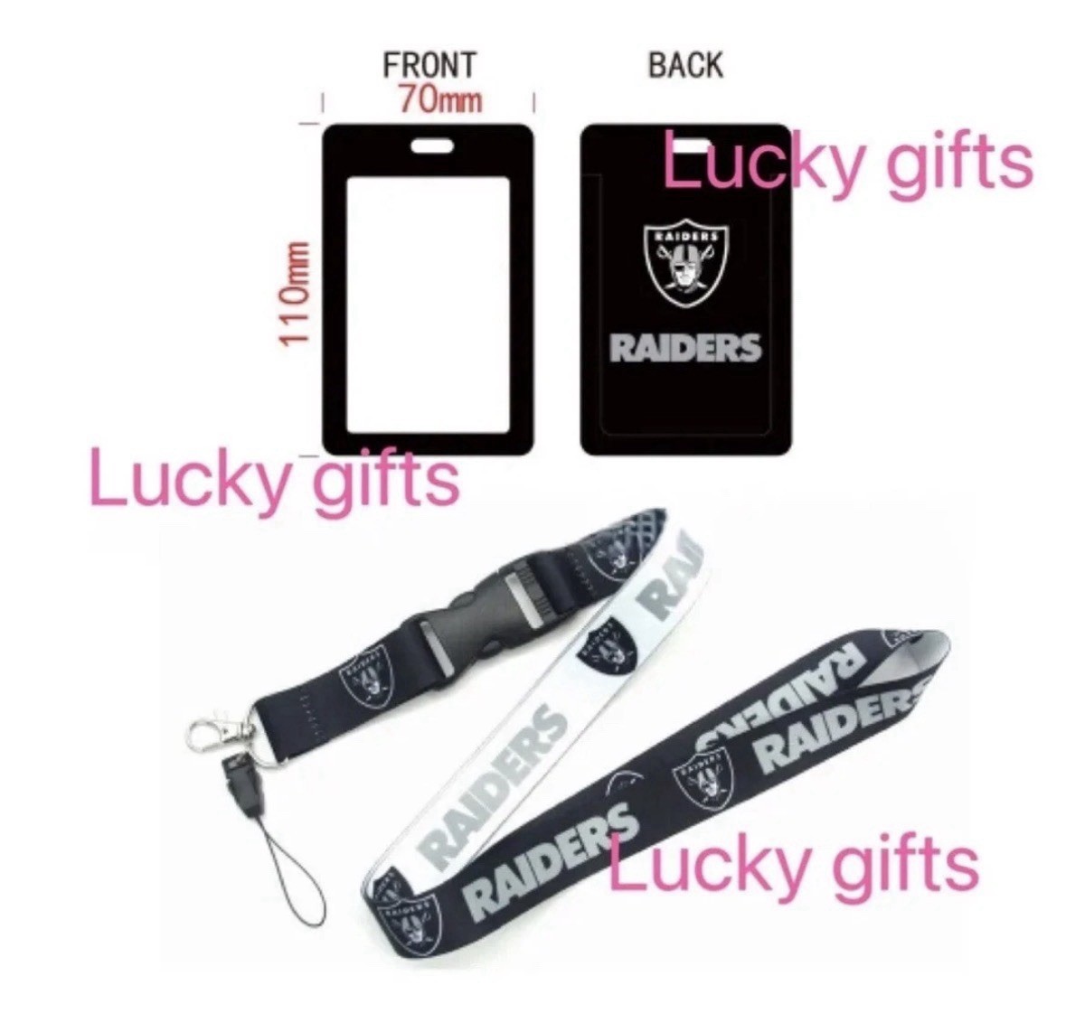 Las Vegas Raiders Nation NFL Lanyard ID Badge Holder Reversible US SHIP IN 1 DAY