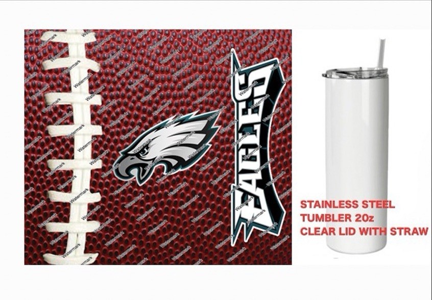 EAGLES  - Pig skin Football - Tumbler 20 oz Stainless Steel
