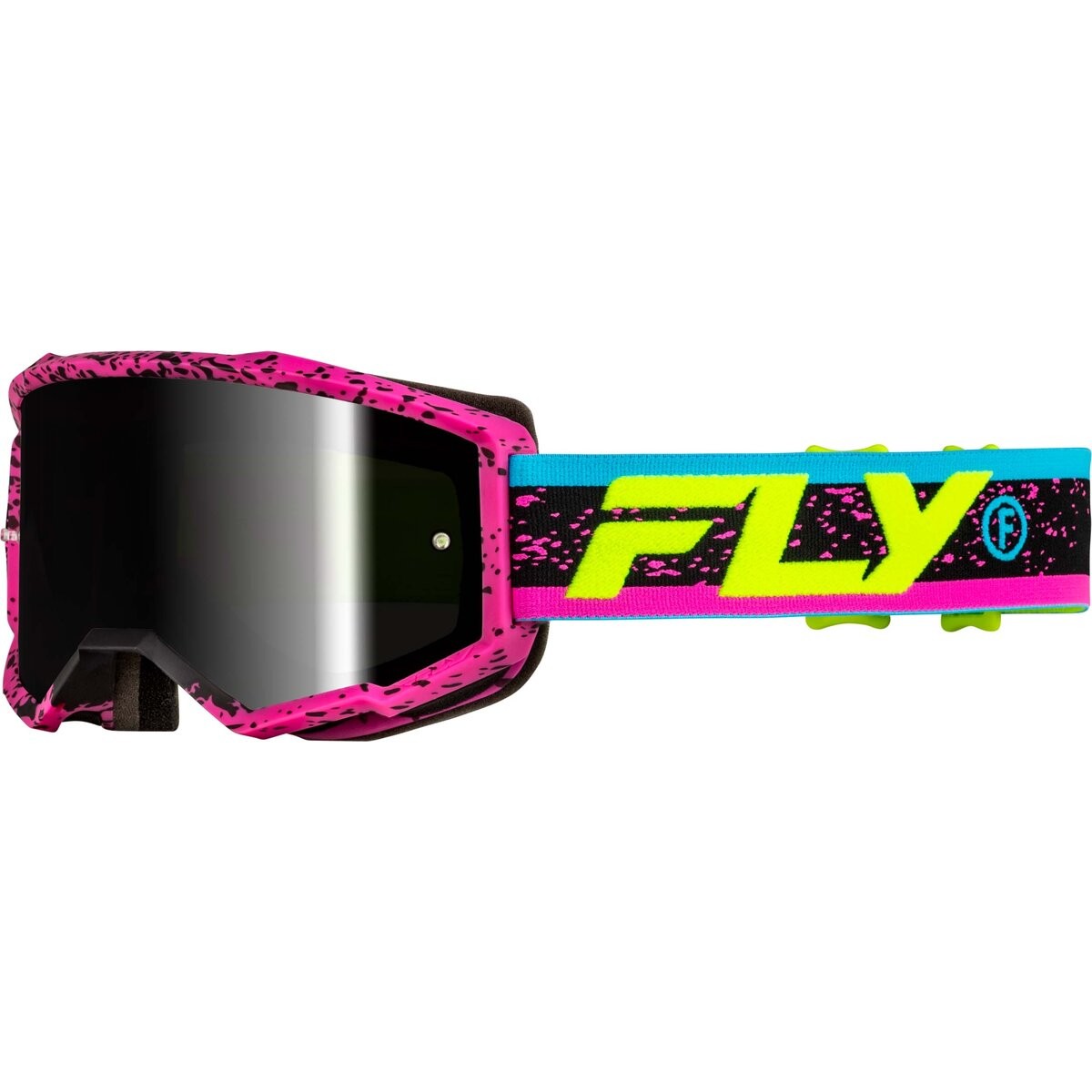 Fly Racing Pink/Black/Hi-Vis Zone Goggles w/Black Mirror/Smoke Lens 37-51528