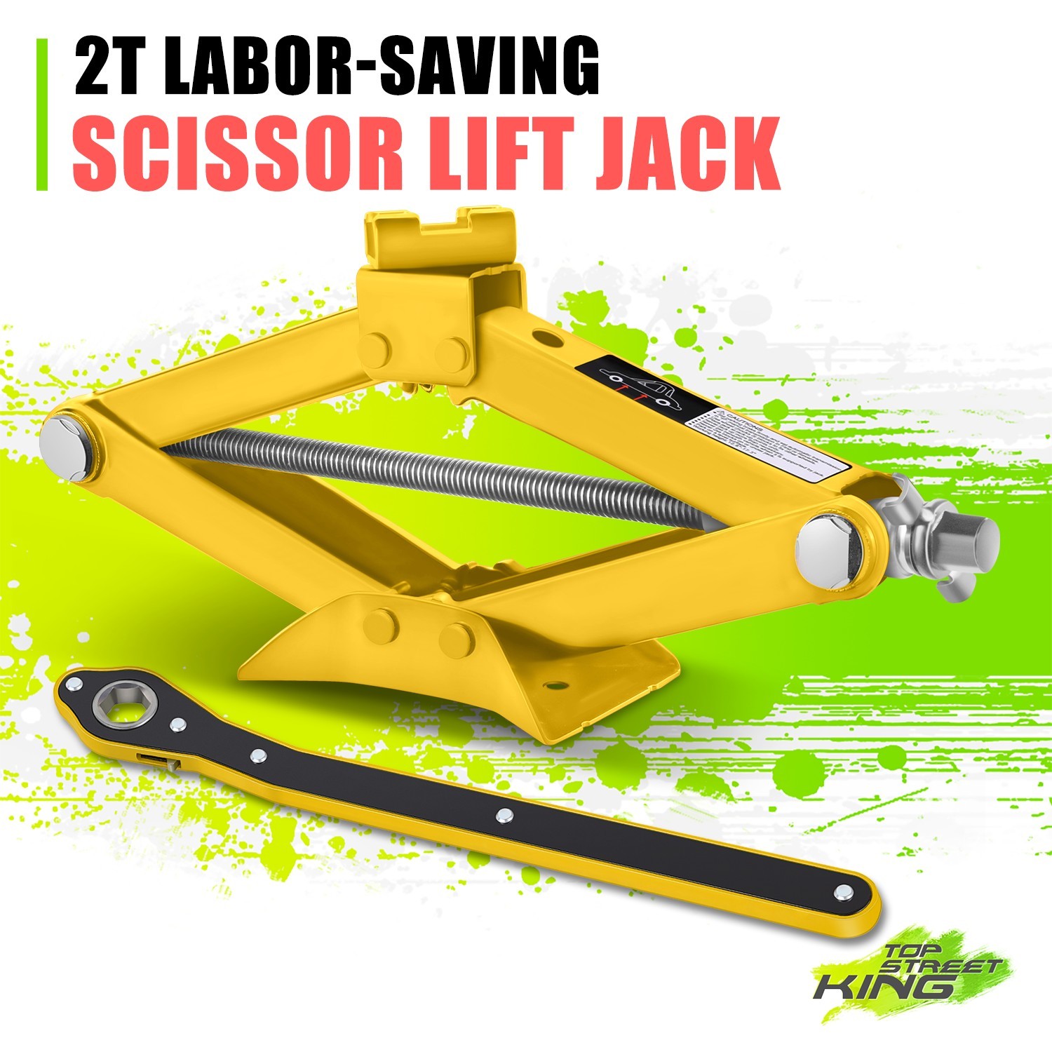 3.8-17.4in 4409lbs Lightweight Hydraulic Yellow Scissor Lift Jack Ratchet Wrench