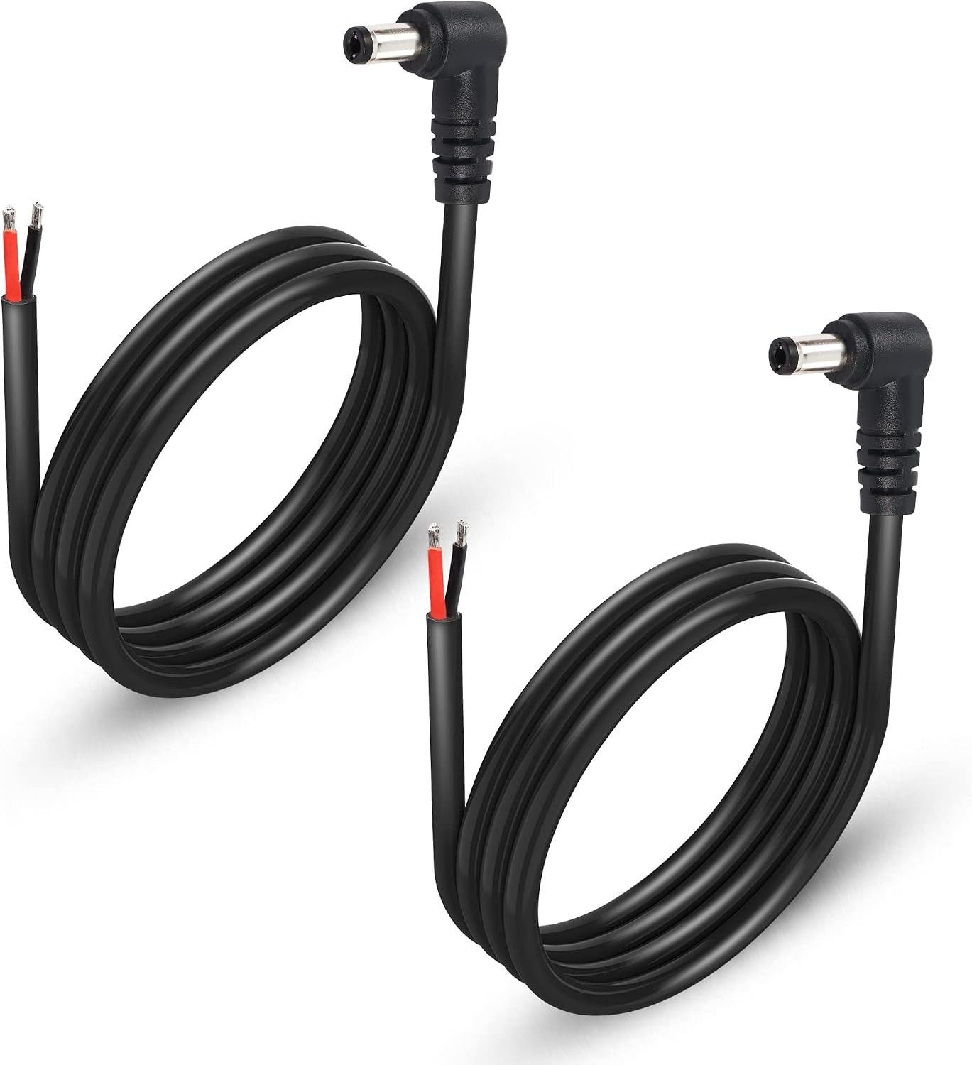 GINTOOYUN 2 Pack 90 Degree DC Power Pigtails Cable, Right Angle DC 5.5mm x 2.5mm